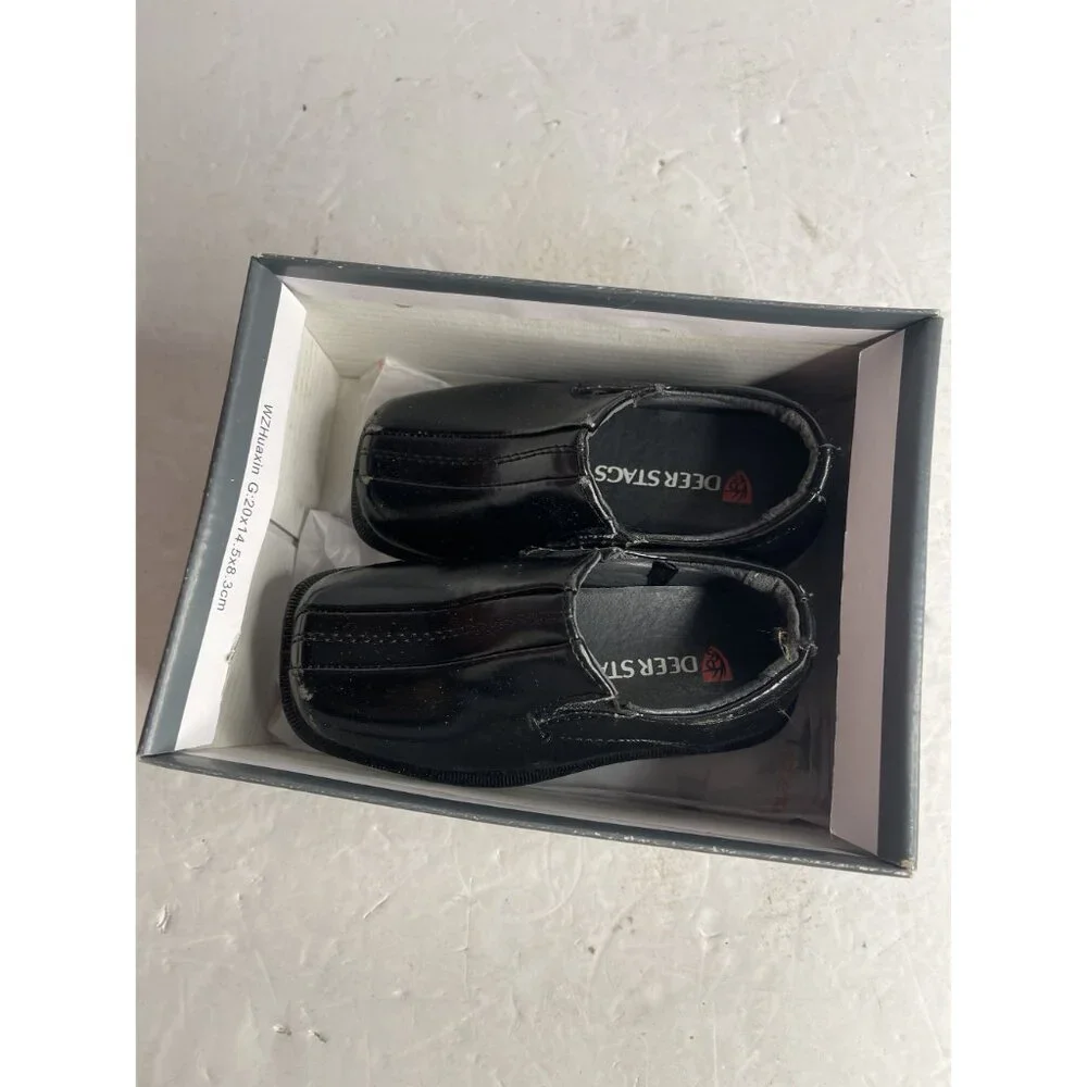 Deer Stags Black Dress‎ Shoes Toddlers Size 5, with Storage Box